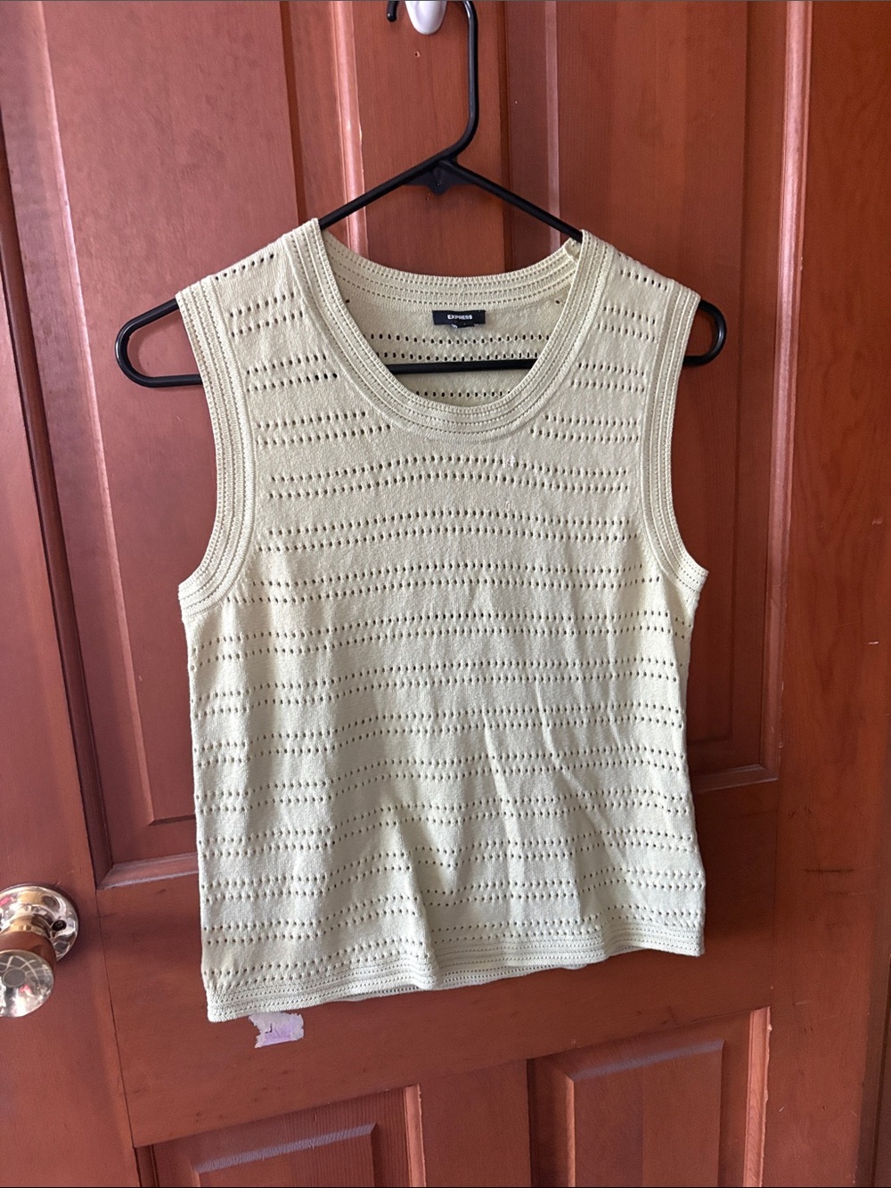 Express Light Green Eyelet Knit Tank